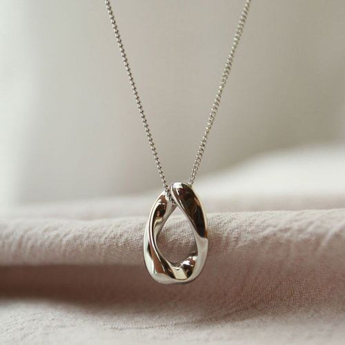 Collier À Pendentif Ovale Géométrique En Argent Sterling 925 Pour Femme, Ras Du Cou Simple, Doré, Français, Tendance, Vente En Gros