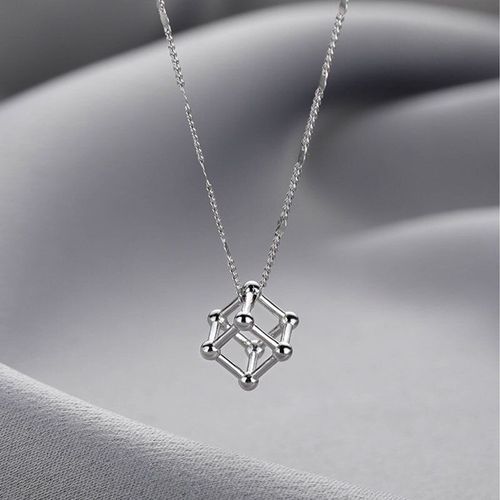 Collier En Argent Sterling 925 Pour Femmes, Forme Géométrique, Chaîne Brillante, Simple, Pendentif, Cadeau