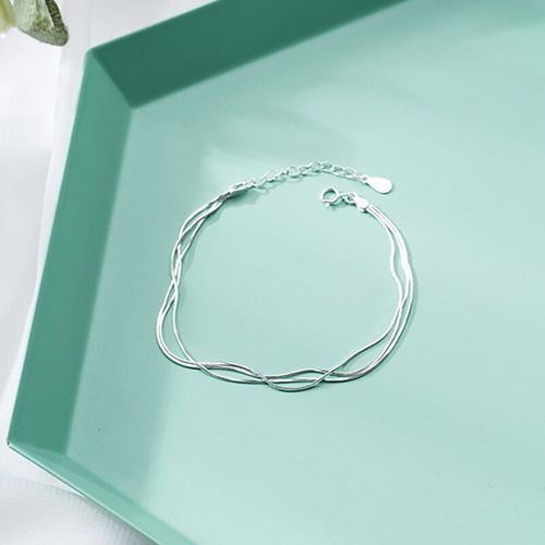 Bracelet De Cheville En Argent Sterling 925 Pour Femmes, Chaîne Multicouches En Os De Serpent, Bijoux D'été, Cadeau, Vente En Gros