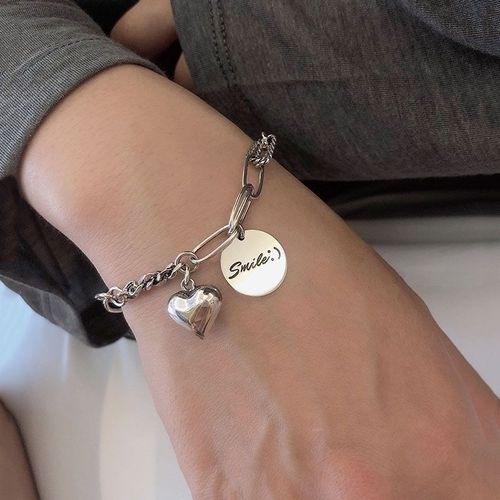 Anenjery Lune Étoile Imitationn Perle Bracelet À Breloques 925 Argent Sterling Dégradé Pierre De Lune Zircon Bracelet Pour Les Femmes S-B304