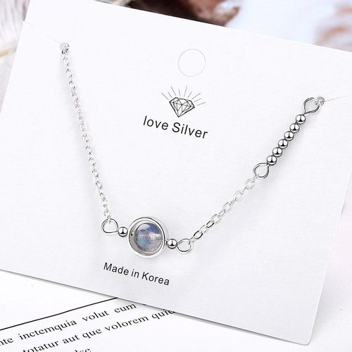 Bracelet En Argent Sterling 925 Avec Pendentif Fantastique Planète Pierre De Lune Pour Femmes, Bijoux De Tempérament Labradorite S-B269