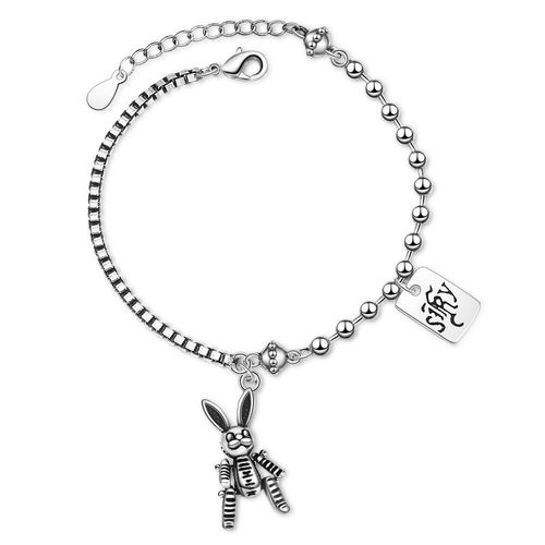Anenjery Lune Étoile Imitationn Perle Bracelet À Breloques 925 Argent Sterling Dégradé Pierre De Lune Zircon Bracelet Pour Les Femmes S-B304