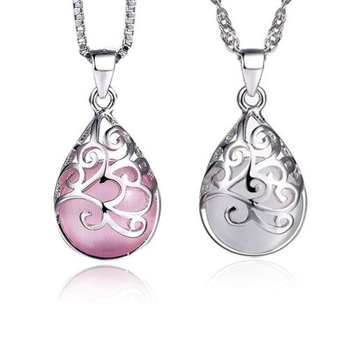 Collier Pendentif En Argent Sterling 925, Pierre De Lune Naturelle, Oeil De Chat, Opale, Chaîne De Clavicule, Bijoux Pour Femmes, S-N83