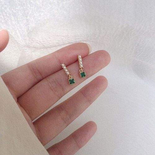 Boucles D'oreilles Rétro En Argent Sterling 925, Perle En Pierre Verte, Bijoux De Fête Simples Et Exquis Pour Femmes