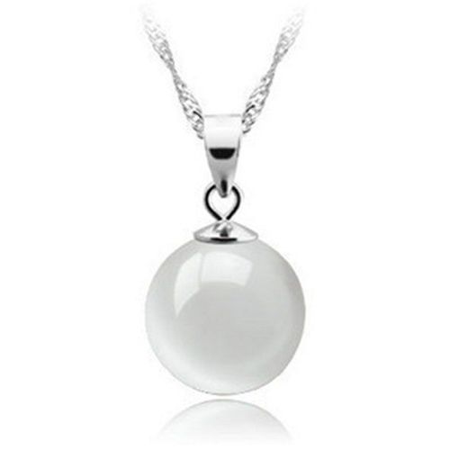 Collier En Argent Sterling 925 Avec Pendentif En ¿Il De Chat Blanc, Perle, Opale, À La Mode, Bijoux Pour Femmes, S-N151