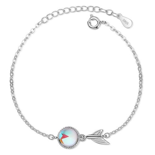 Bracelet À Breloques En Argent Sterling 925 Pour Femmes Et Filles, Bijoux De Mariage, Pierre De Lune, Arc-En-Ciel, Mignon, S-B263