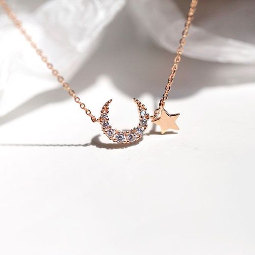 Anenjery Lune Étoile Imitationn Perle Bracelet À Breloques 925 Argent Sterling Dégradé Pierre De Lune Zircon Bracelet Pour Les Femmes S-B304