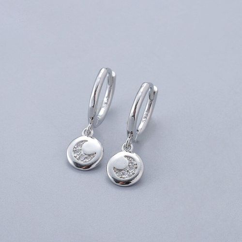 Boucles D'oreilles En Argent Sterling 925, Disque, Lune, Cercle Doré Simple, Cadeau Pour Fille