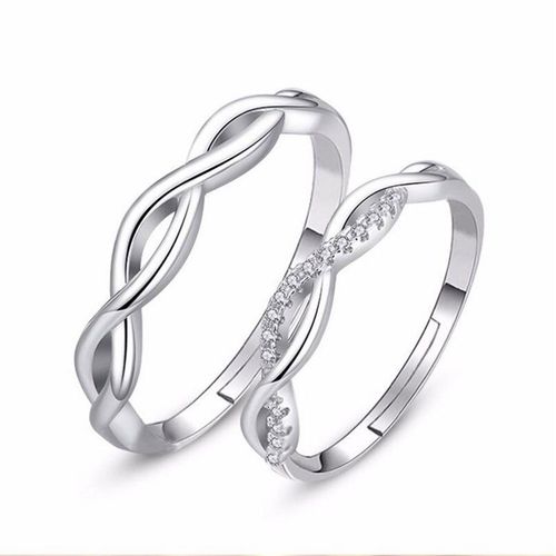 Bagues De Fiançailles En Argent Sterling 925, Anneau De Couple Classique Réglable En Zircon, Promesse D'amour Infini, S-R164