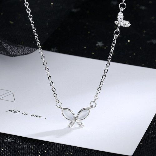 Colliers Papillon En Argent Sterling 925 Pour Femmes, Chaîne En Pierre Opale, Bijoux De Fête, Cadeaux De Mariage