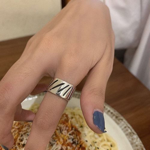 Bague En Argent Sterling 925 Pour Femmes Et Hommes, Lignes De Glaçure, Goutte Noire, Bijoux De Fête À La Mode, Bagues Ouvertes, S-R927