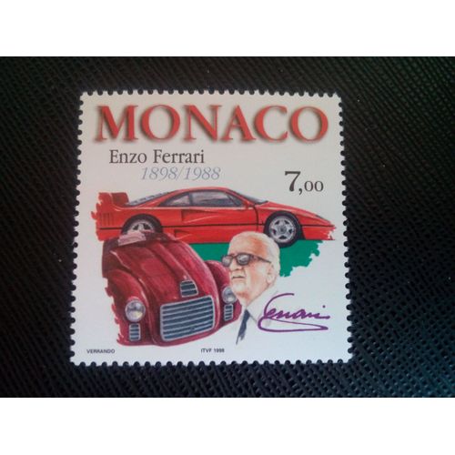 Timbre Monaco Yt 2168 Enzo Ferrari , Centenaire De La Naissance 1998 ( 0010305 )