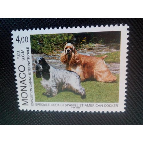 Timbre Monaco Yt 2186 Cocker Spaniel, Cocker Américain (Canis Lupus Familial ) 1999 ( 0010305 )