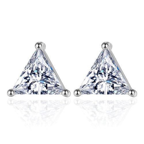 Boucles D'oreilles Triangle En Argent Sterling 925 Aaa +, Bijoux Simples En Zircon Transparent Pour Femmes Et Filles, Cadeau Pour Amis, Vente En Gros, S-E210