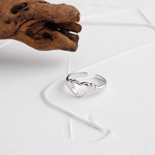 Bague En Argent Sterling 925 Pour Femme, Bijoux Creux, C¿Ur D'amour, Ouverture Lisse, Meilleur Cadeau, Vente En Gros