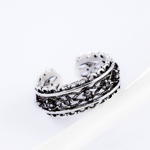 Bagues En Argent Sterling 925 Avec Pierre Noire Pour Femmes, Tissées À La Main, Bijoux De Personnalité, Cadeau
