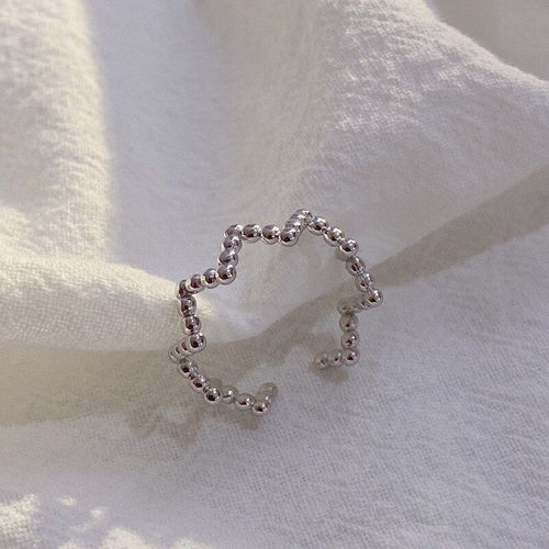 Bague En Argent Sterling 925 Pour Femmes Et Hommes, Anneau Ouvert Géométrique, Perle Ronde Ondulée, Bijoux De Couple, Cadeaux, Vente En Gros