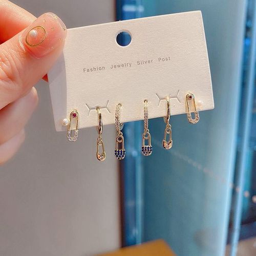 Ensemble De Boucles D'oreilles En Forme De Cerceau Pour Femmes, Bijoux Coréens De Fête, Couleur Argent, 6 Pièces/Ensemble Broches, S925
