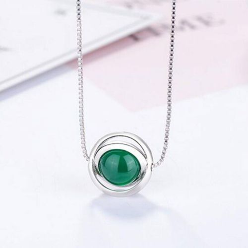 Collier En Argent Sterling 925 Avec Pendentif Circulaire En Pierre Naturelle, Rouge, Verte, Chaîne De Clavicule, Bijoux Cadeaux, Livraison Directe, S-N214