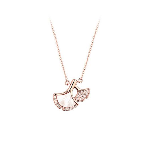 Collier Pendentif Feuilles En Forme D'éventail, En Argent Sterling 925, Opale, Zircon, Bijoux Pour Femmes, Cadeau, Livraison Directe, S-N466