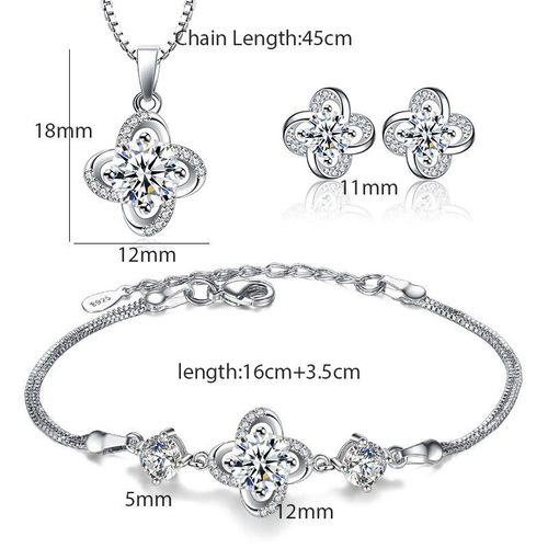 Parure De Bijoux De Mariage En Argent Sterling 925, Ensemble De Luxe, Collier, Bracelet, Boucles D'oreilles, Amour Éternel, Fleur Torsadée, Zircon