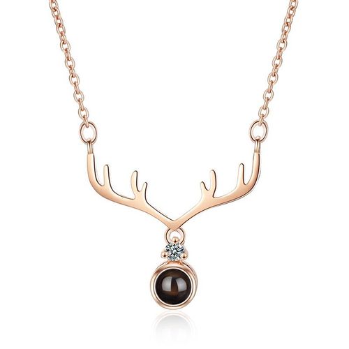 Collier Je T'aime En Argent Sterling 925, 100 Langues Différentes, En Forme De Bois D'élan, Cadeau De Noël Romantique, S-N440
