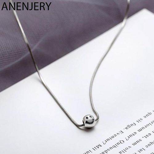Collier Ras Du Cou Pour Femmes, S925, Timbre Thaïlandais, Couleur Argent, Visage Souriant, Perle Serpent, Chaînes, S-N525