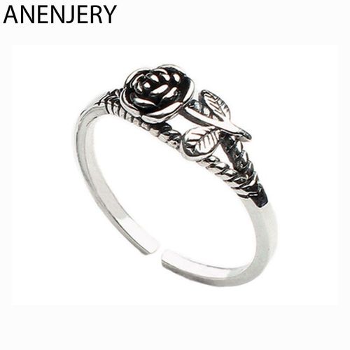 Bague En Argent Sterling 925 Pour Femmes, Vintage, Simple, Fleur De Rose, Thaïlandais, Ouverture De Doigt, Bijoux, S-R490