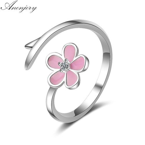 Bague En Argent Sterling 925 Pour Femme, Anneau Simple, Rose, Fleur De Cerisier, S-R375