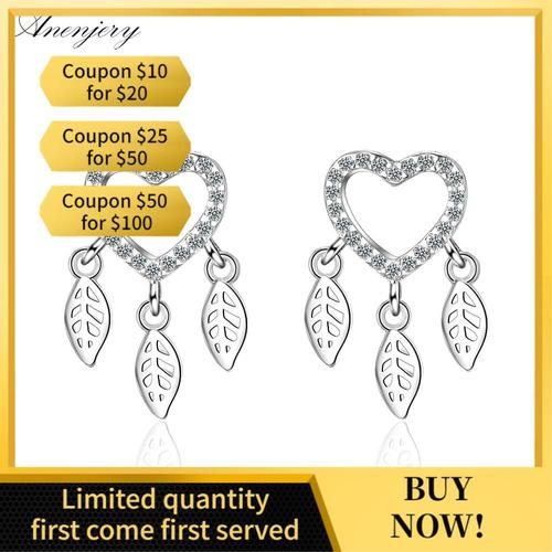 Boucles D'oreilles En Argent Sterling 925 En Forme De C¿Ur Pour Femmes, Attrape-Rêves, Micro Zircon, S-E695