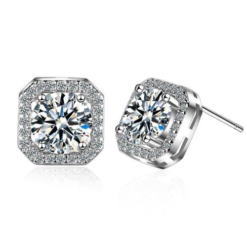 Boucles D'oreilles En Argent Sterling 925 Pour Femme, Bijou Géométrique Simple, Carré, En Zircon, Cadeau Idéal, S-E911