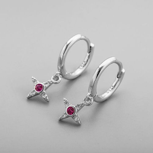 Boucles D'oreilles En Argent Sterling 925, Pendentif Croix En Zircon Rouge Pour Femmes, Boucles D'oreilles De Personnalité, Bijoux Cadeaux S-E1409