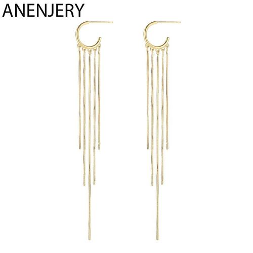Boucles D'oreilles En Argent Sterling 925, Os De Serpent, Multi-Chaînes, Ligne D'oreille Arc, Longue Chaîne À Pompon Pour Femmes, Bijoux S-E1173