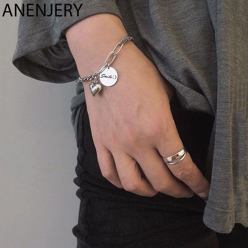Anenjery Lune Étoile Imitationn Perle Bracelet À Breloques 925 Argent Sterling Dégradé Pierre De Lune Zircon Bracelet Pour Les Femmes S-B304