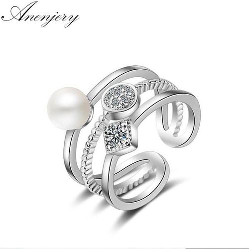 Bague En Argent Sterling 925 Pour Femme, Bijou Tendance, Multicouche, Perle, Mosaïque, Zircon, Redimensionnable, S-R217