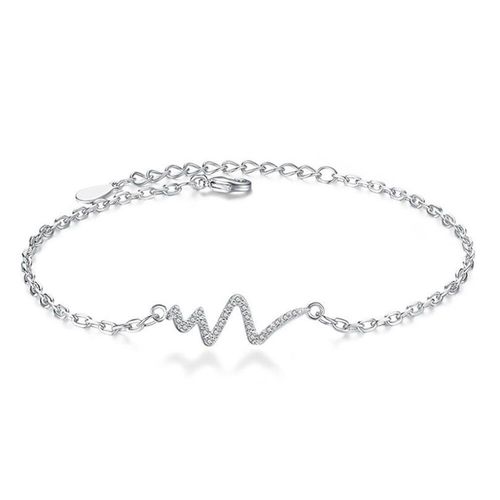 Bracelet Argenté En Forme De C¿Ur Pour Femme, Accessoire De Mode Féminine, Simple Et Ondulé, S-B98