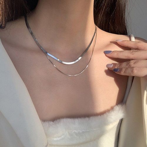 Colliers En Argent Sterling 925 Pour Femmes, Chaînes À Double Couche En Os De Serpent, Ins Rétro, Design De Niche D'empilage, Collier Court