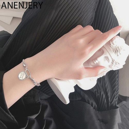 Anenjery Lune Étoile Imitationn Perle Bracelet À Breloques 925 Argent Sterling Dégradé Pierre De Lune Zircon Bracelet Pour Les Femmes S-B304