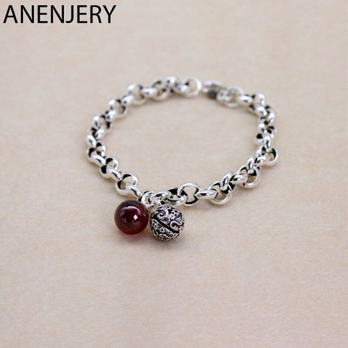 Anenjery Lune Étoile Imitationn Perle Bracelet À Breloques 925 Argent Sterling Dégradé Pierre De Lune Zircon Bracelet Pour Les Femmes S-B304