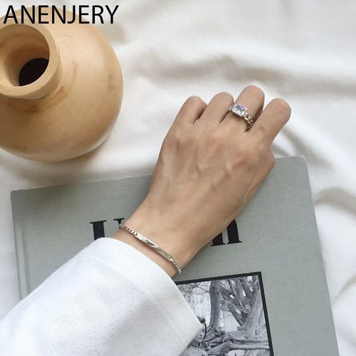 Anenjery Lune Étoile Imitationn Perle Bracelet À Breloques 925 Argent Sterling Dégradé Pierre De Lune Zircon Bracelet Pour Les Femmes S-B304