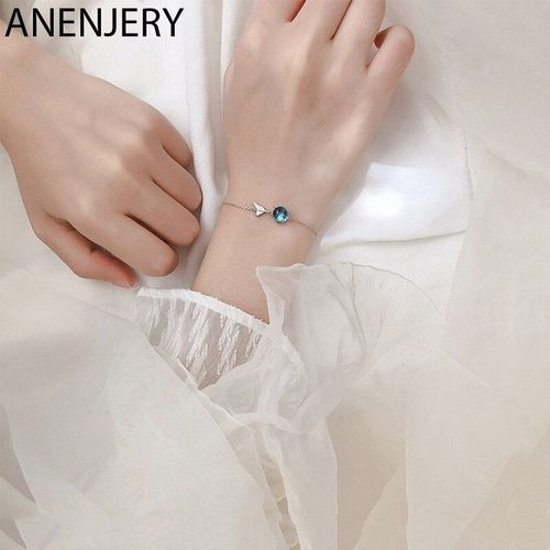 Anenjery Lune Étoile Imitationn Perle Bracelet À Breloques 925 Argent Sterling Dégradé Pierre De Lune Zircon Bracelet Pour Les Femmes S-B304