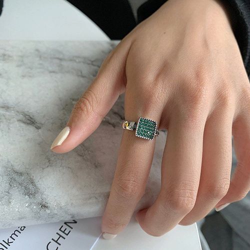 Bague Vintage En Argent Sterling 925 Pour Femme, Bijou De Luxe, En Pierre Noire, Verte, Cadeau De Mariage, Quotidien, S-R950
