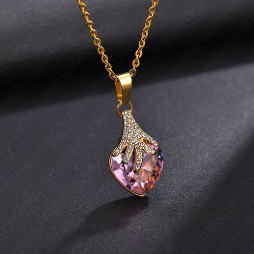Collier Ras Du Cou Avec Pendentif Fraise En Acier Inoxydable Pour Femme, Chaîne De Chandail, Bijoux, Bleu Et Rouge