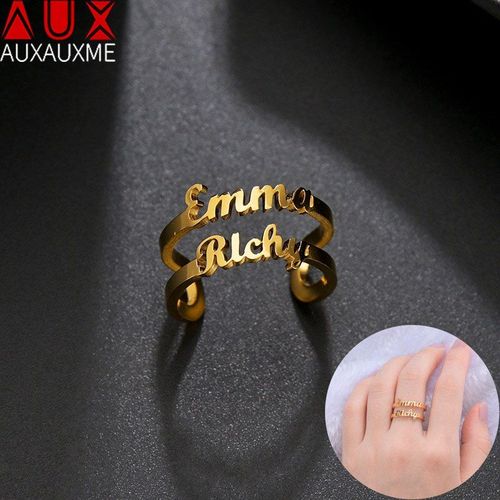 Bague Personnalisée Double Couche Pour Hommes Et Femmes, Bijoux Pour Amoureux, Cadeaux En Acier Inoxydable Pour Fête D'anniversaire Et De Mariage