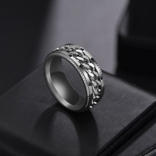 Bague Spinner Punk Rock Pour Hommes, Anneau En Titane, Acier Inoxydable, Or, Chaîne Noire, Anneaux Rotatifs Pour Hommes, Accessoires