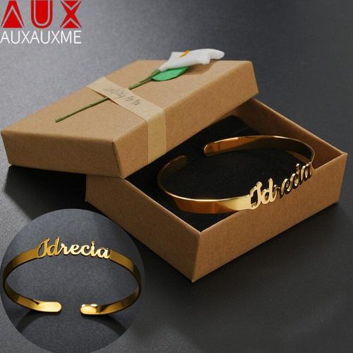 Bracelets Réglables En Acier Inoxydable Pour Femmes, 6mm De Largeur, Avec Nom Personnalisé, Cadeaux De Fête D'anniversaire Pour Petite Amie, Vente En Gros