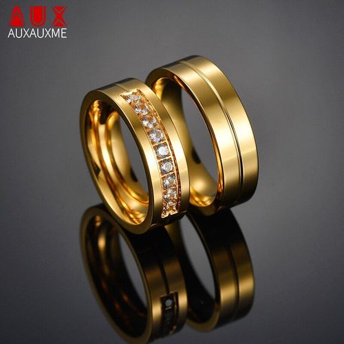 Bagues De Couple Romantiques En Acier Et Titane, Pour Amoureux, Bijoux De Fiançailles En Zircon Cubique De 6mm, Pour Femmes Et Hommes De 6 À 12 Ans