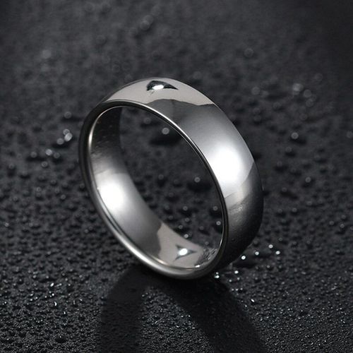 Bague Brillante En Acier Inoxydable, 6mm, Or Rose, Bague De Fiançailles, Pour Hommes Et Femmes, Bijoux Simples