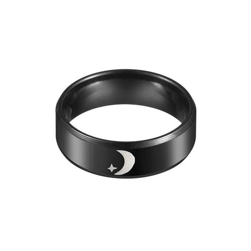 Bague De Couple En Acier Inoxydable Pour Homme Et Femme, Bijou De 8mm, Motif Soleil, Lune, Étoiles, Pour Amoureux, Couleur Noire, Pour Fête, Hip-Hop, Anniversaire