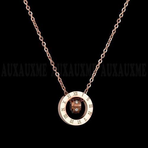 Collier Avec Pendentif Circulaire En Acier Inoxydable Pour Femmes, Bijoux En Or Rose, Cadeau D'anniversaire Pour Petite Amie
